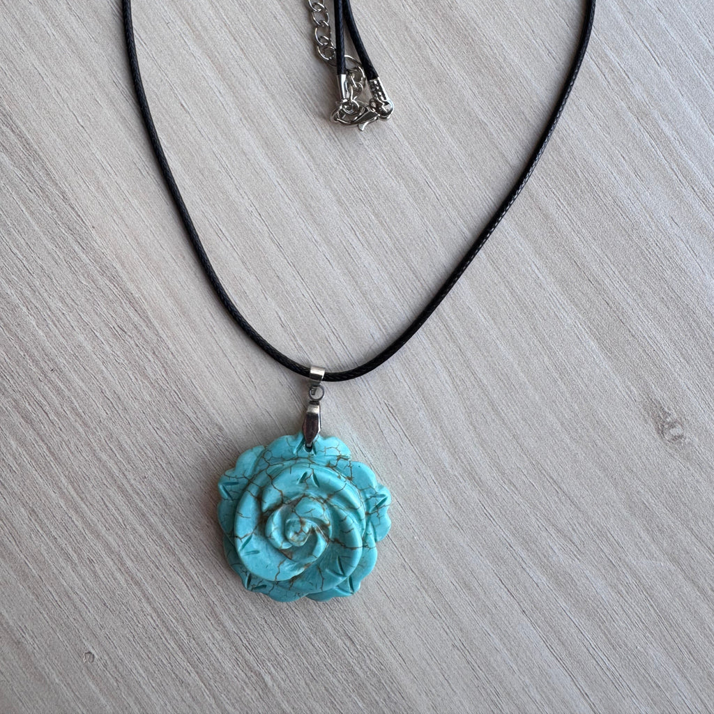 Hand-Carved Turquoise Stone Rose Box