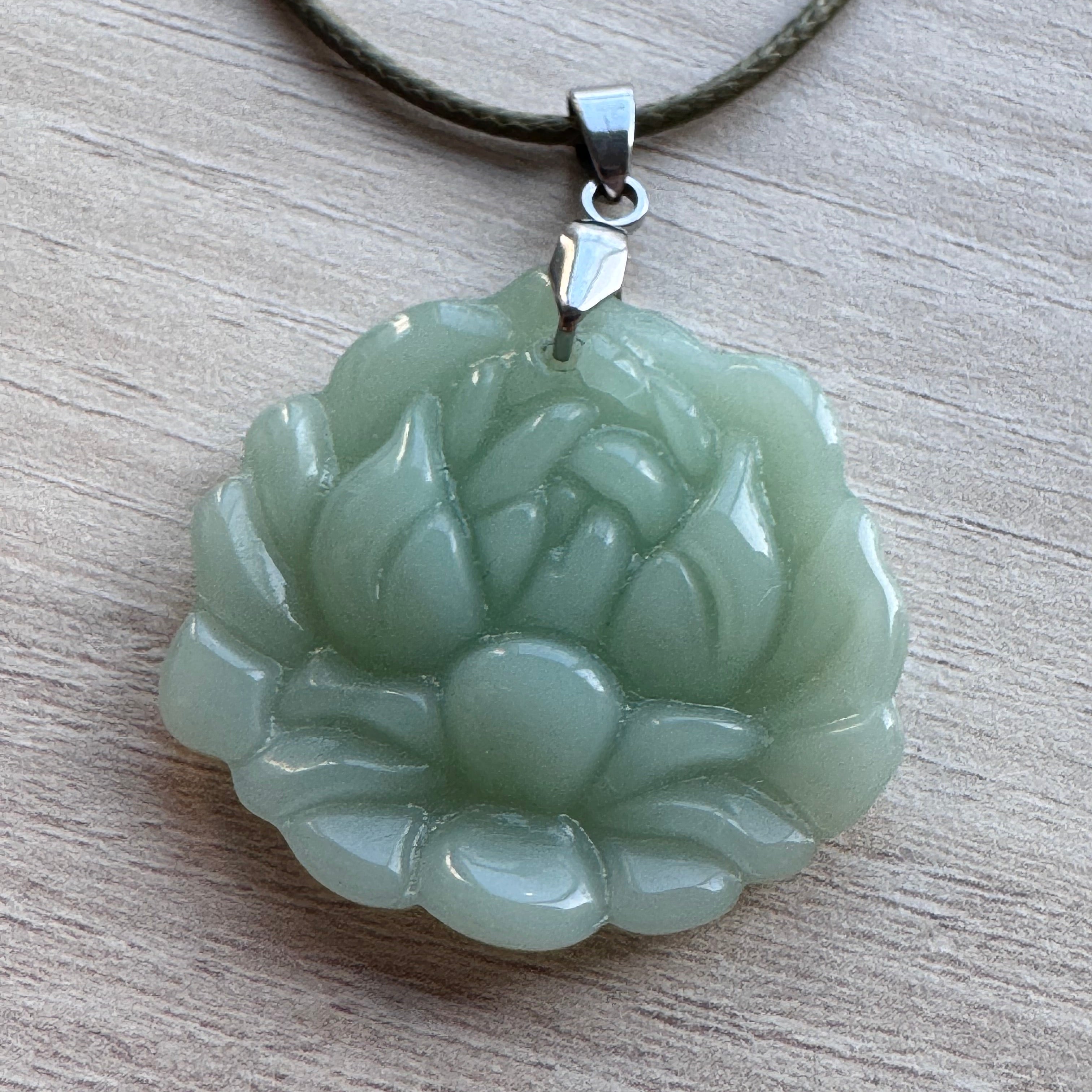 Hand-carved green jade lotus