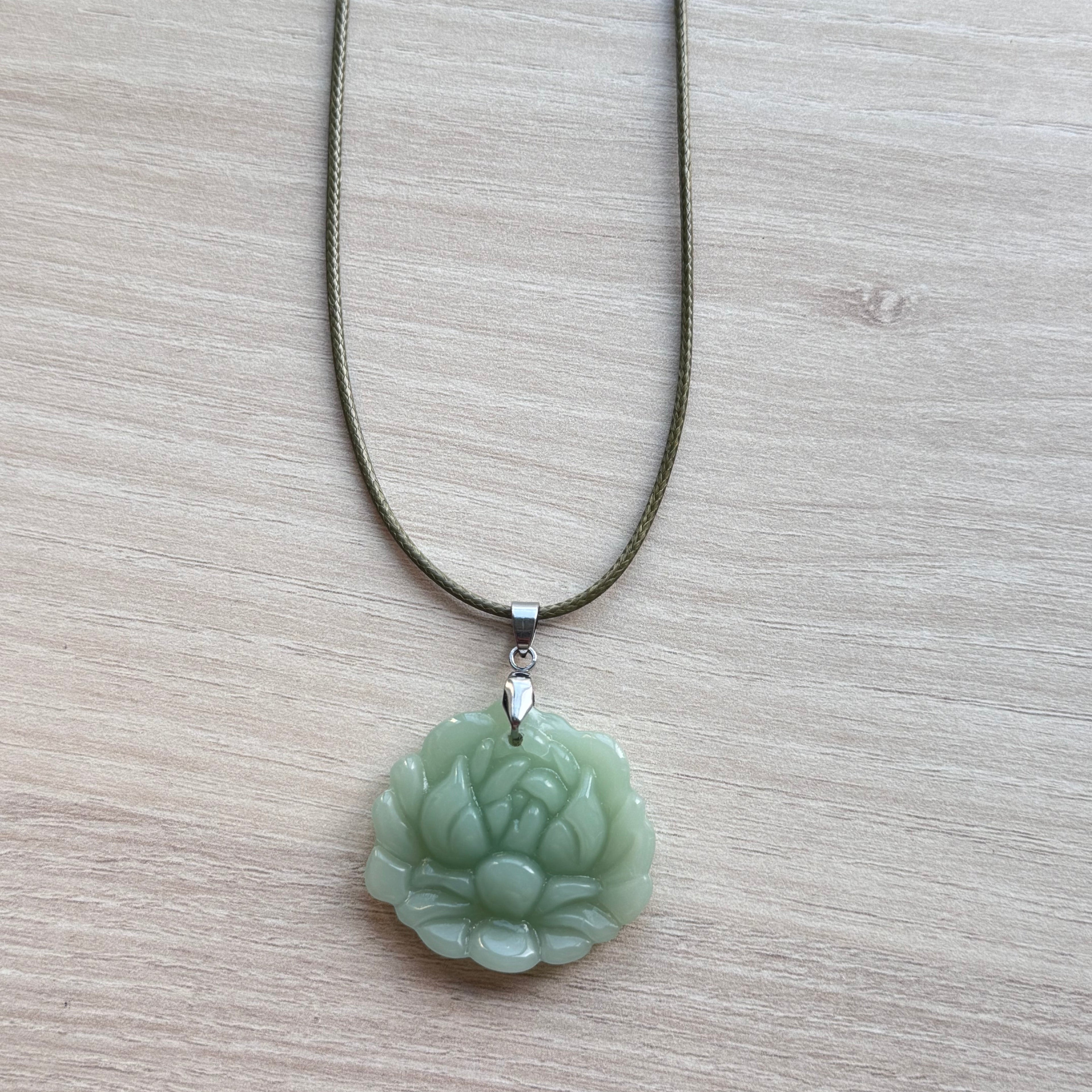 Hand-carved green jade lotus